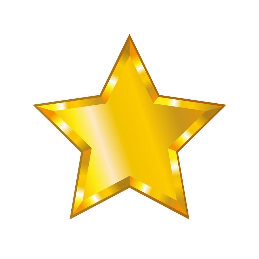 golden star with white background. Symbol of customer satisfaction review service, best quality ranking icon vector