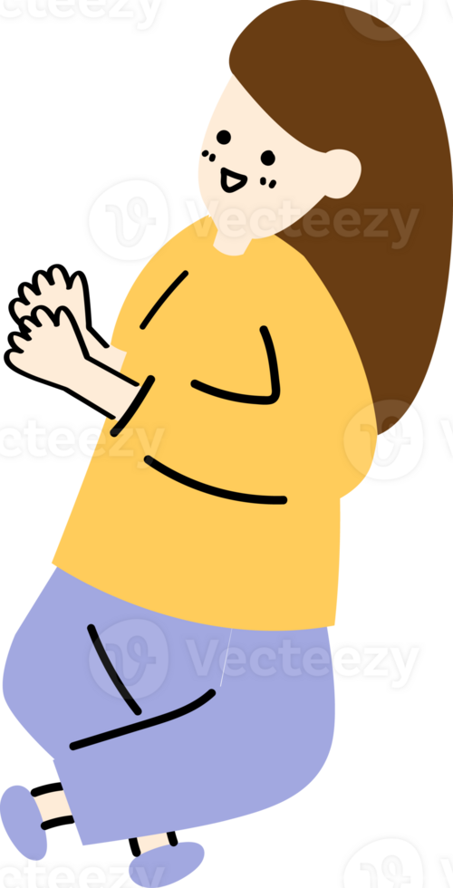 a woman clap her hands png