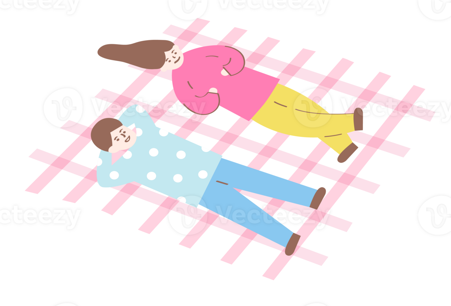 a couple lay on the picnic mat png