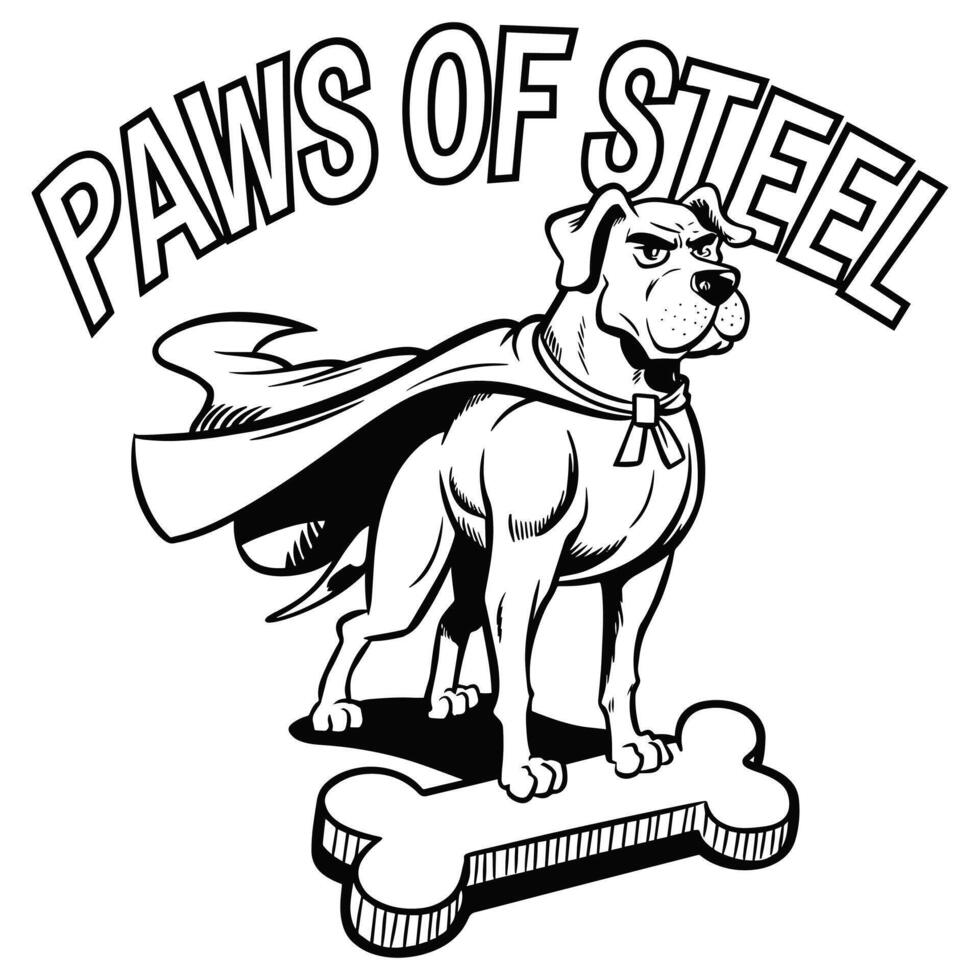 Paws of Steel Super Dog T Shirt Design vector