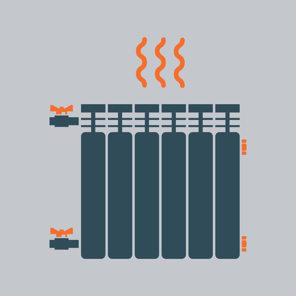 central heating radiator icon blue on white background vector