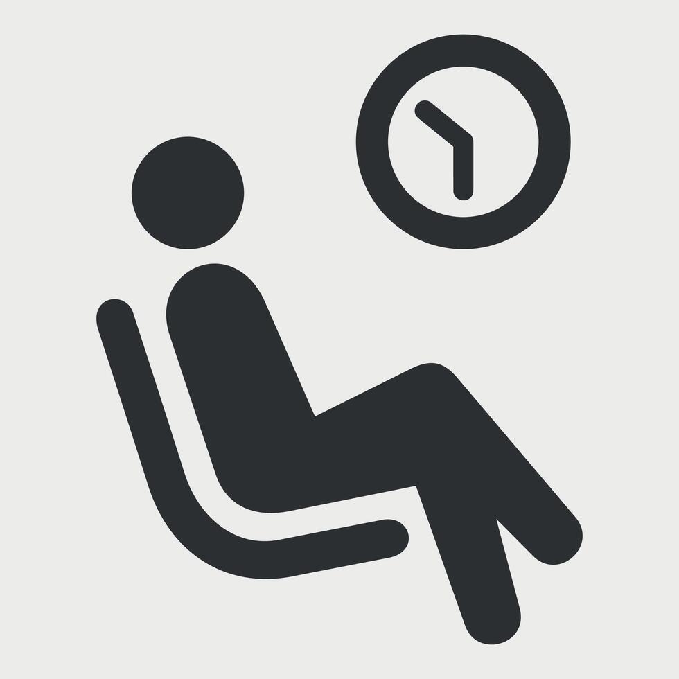 black icon of a man waiting in a chair on a white background vector