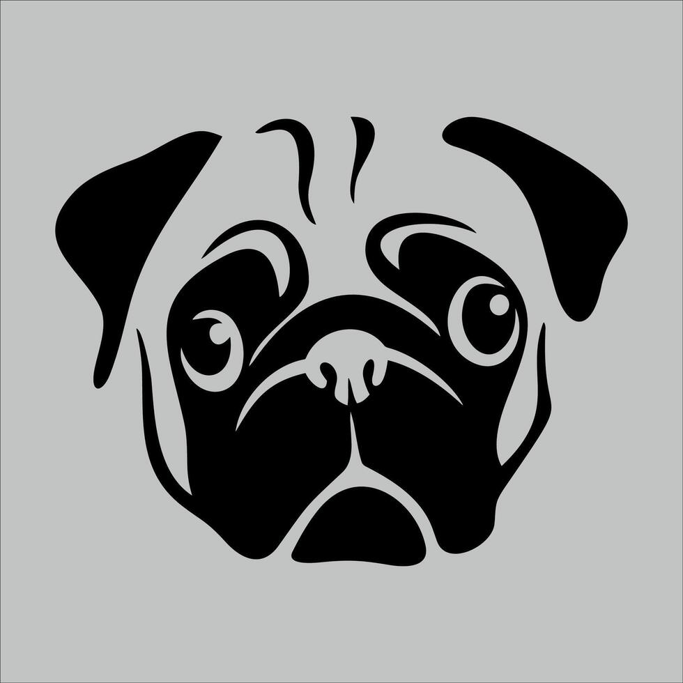 black and white icon of a dog's face on a white background vector