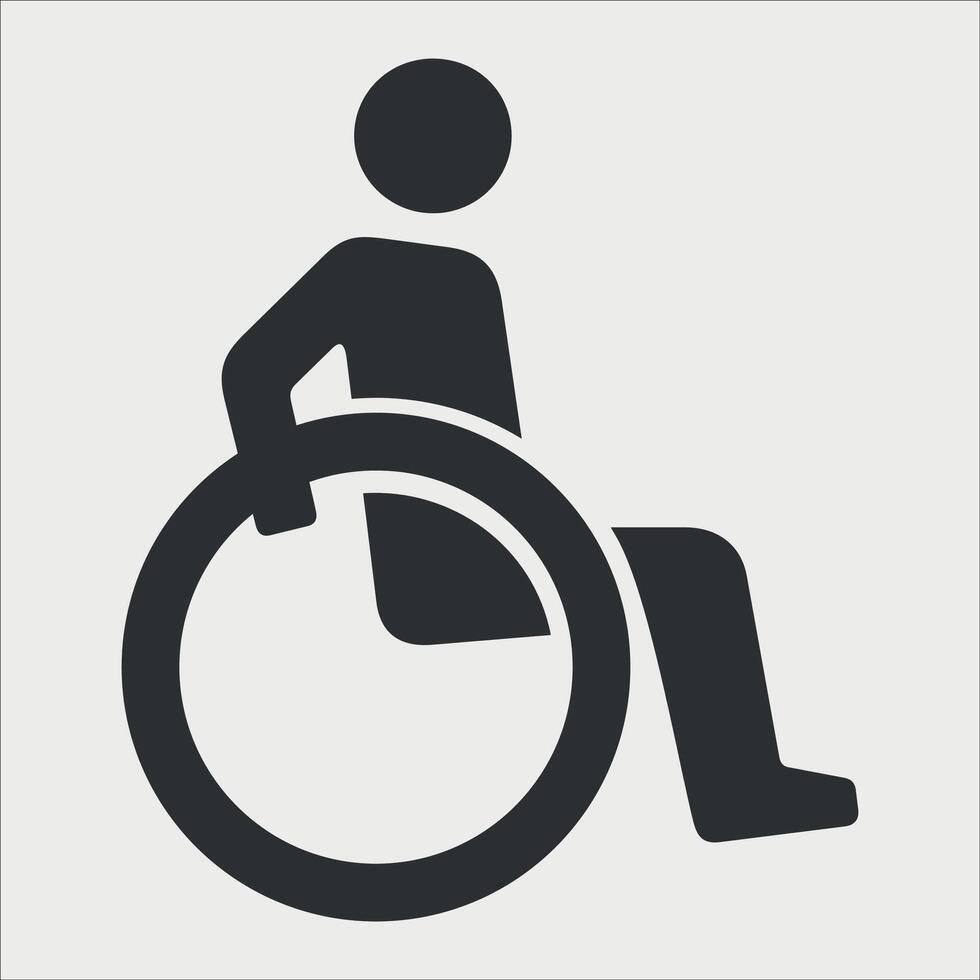 black and white icon sign of a person in a wheelchair on a white background vector