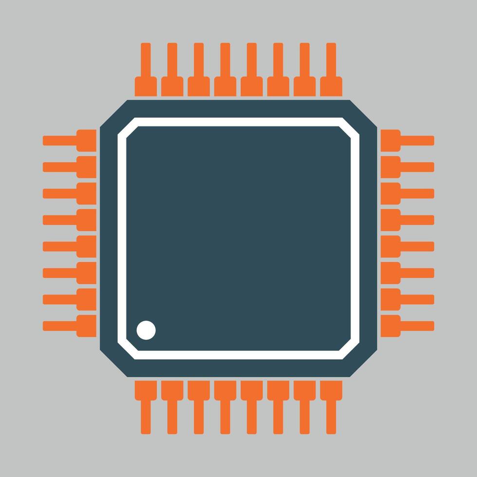 computer chip microprocessor icon top view on white background vector