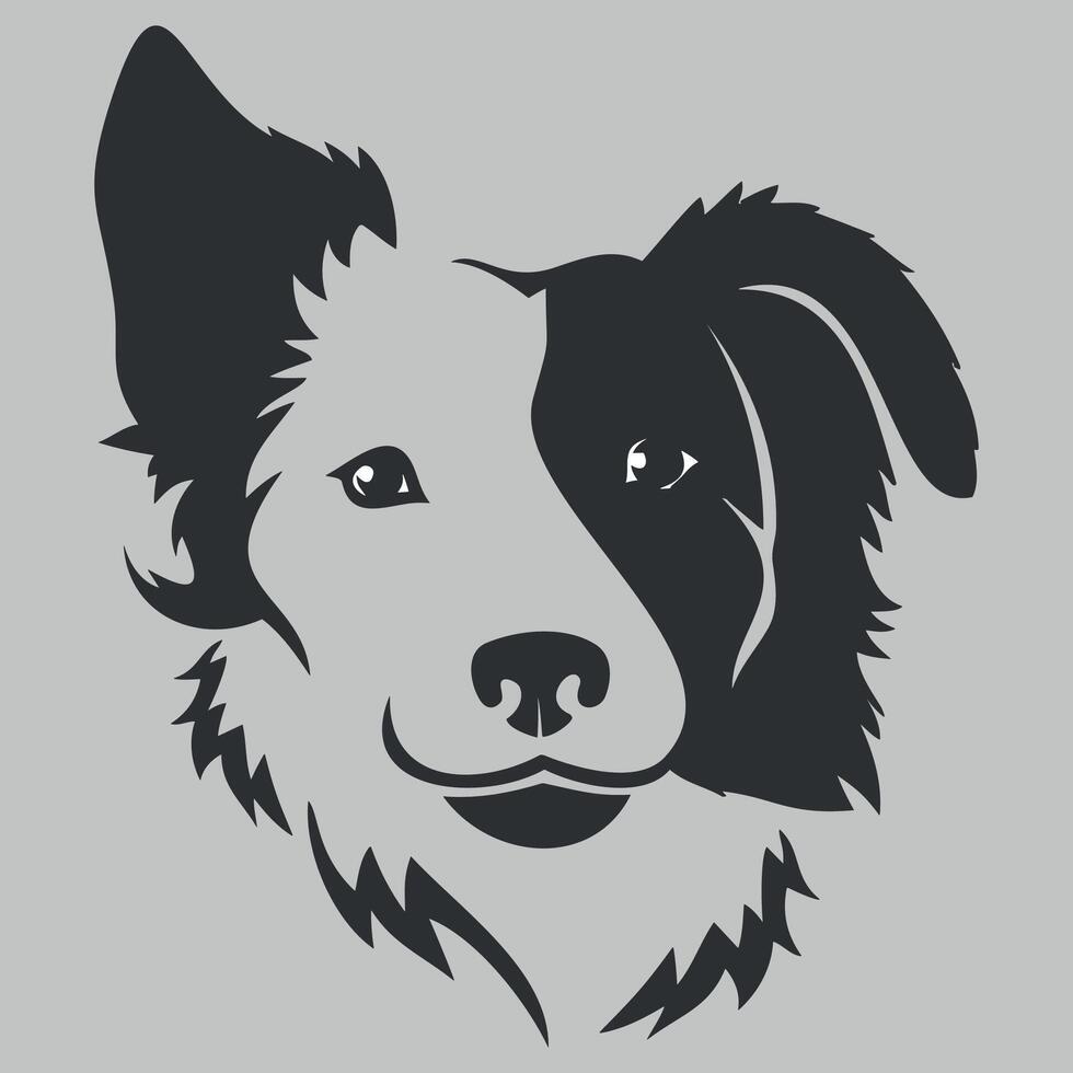 black and white icon silhouette of a dog's face on isolated a white background vector