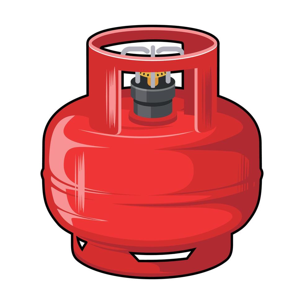 red gas cylinder on white background vector