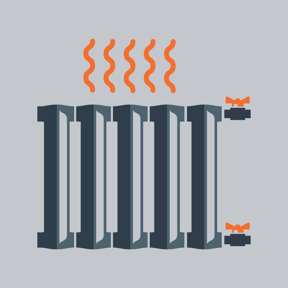 blue heating radiator icon on white background vector