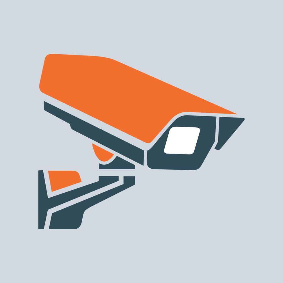blue surveillance camera icon sign vector