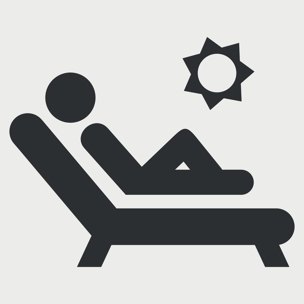 black and white icon of a person resting in a chair on a white background vector