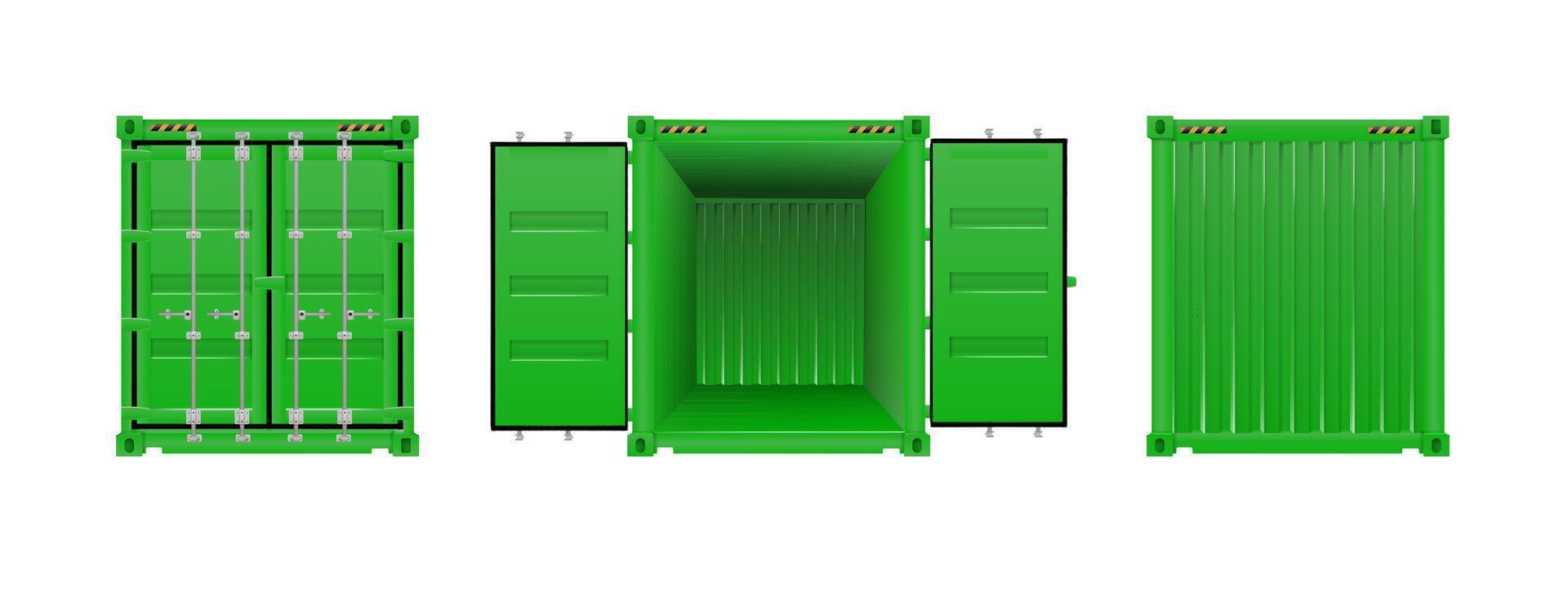 Green Shipping Cargo Container Twenty and Forty feet. Logistics and Transportation. vector