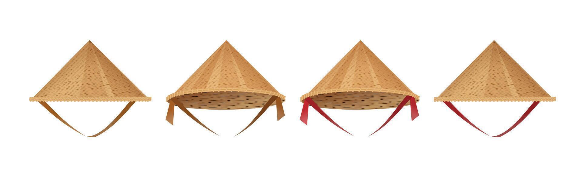 Hat bamboo. Hat farmer asian straw cap Traditional vietnamese. Flat vector