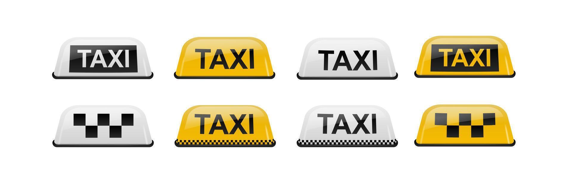 Taxi car roof sign set. Realistic illustration isolated on white. vector
