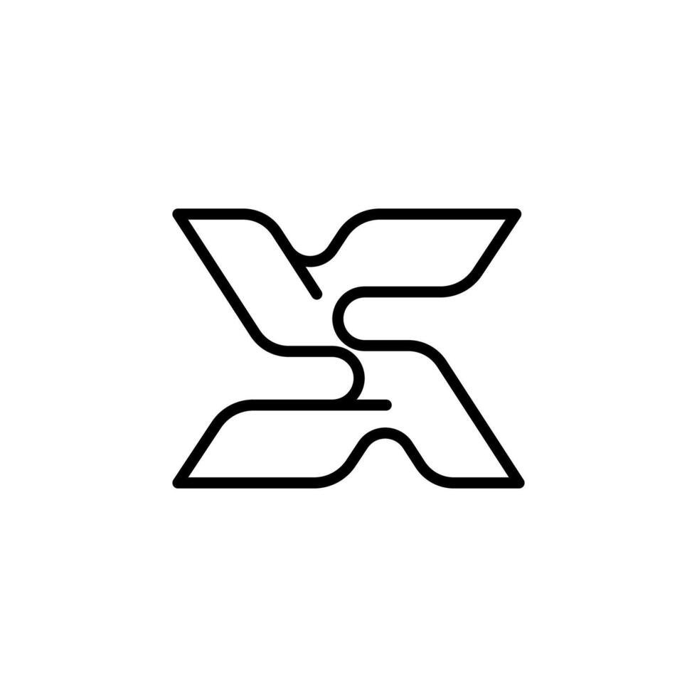 Monoline X Letter Logo Design Template vector