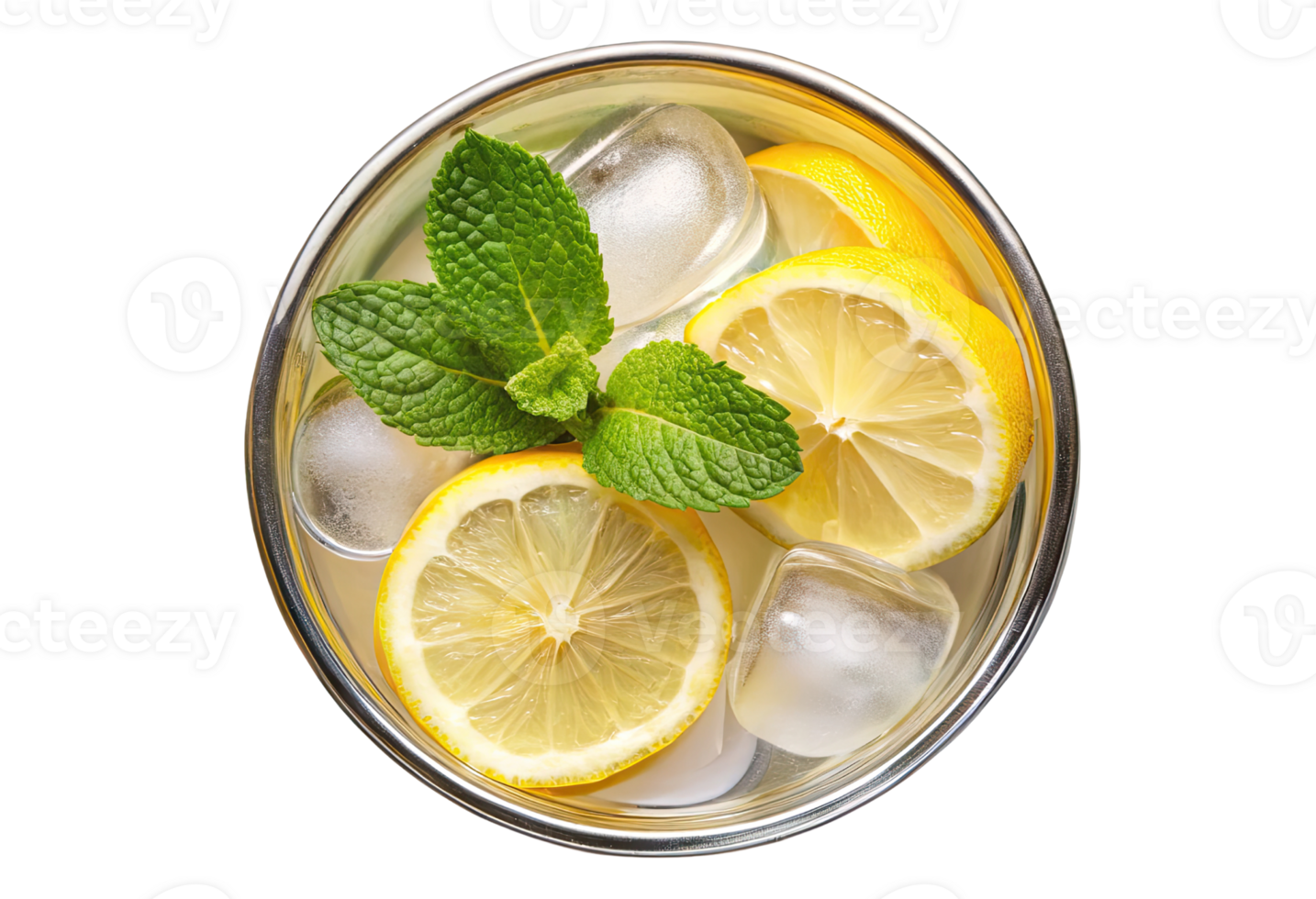 Lemonade with ice cubes and mint png