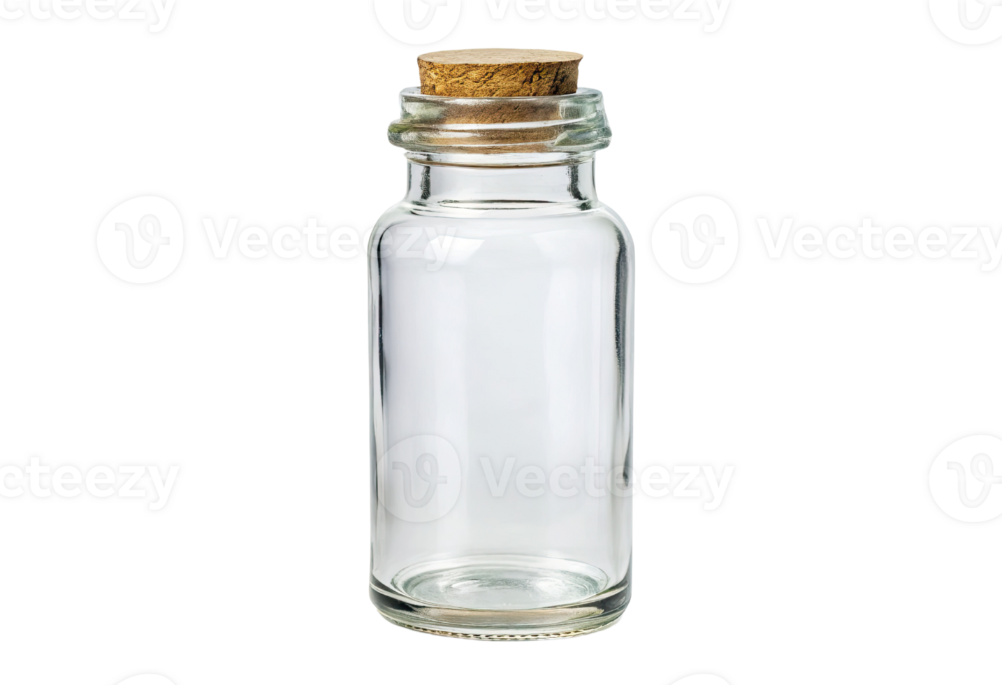 A clear glass bottle with cork lid png