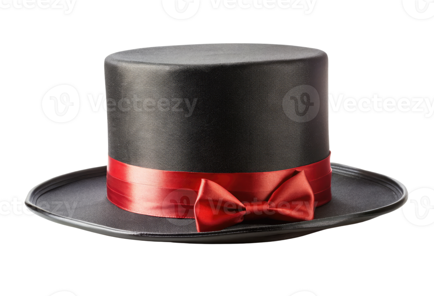 A black top hat with a red bow tie png