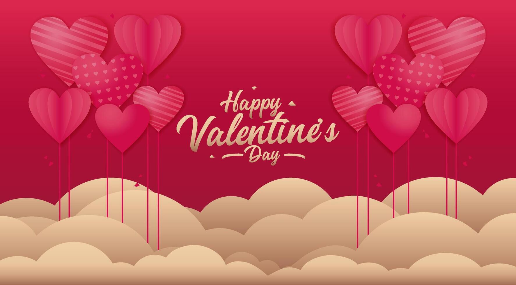 valentine's day background with heart shaped balloons vector