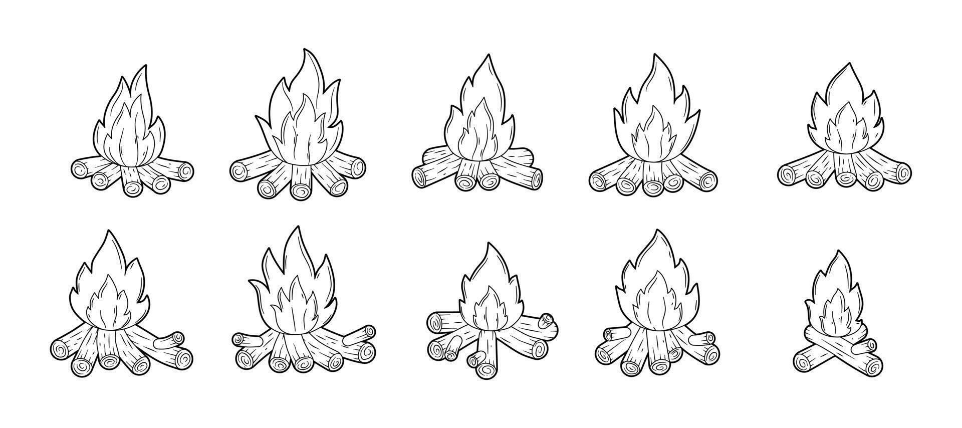 Campfire outline illustration vector