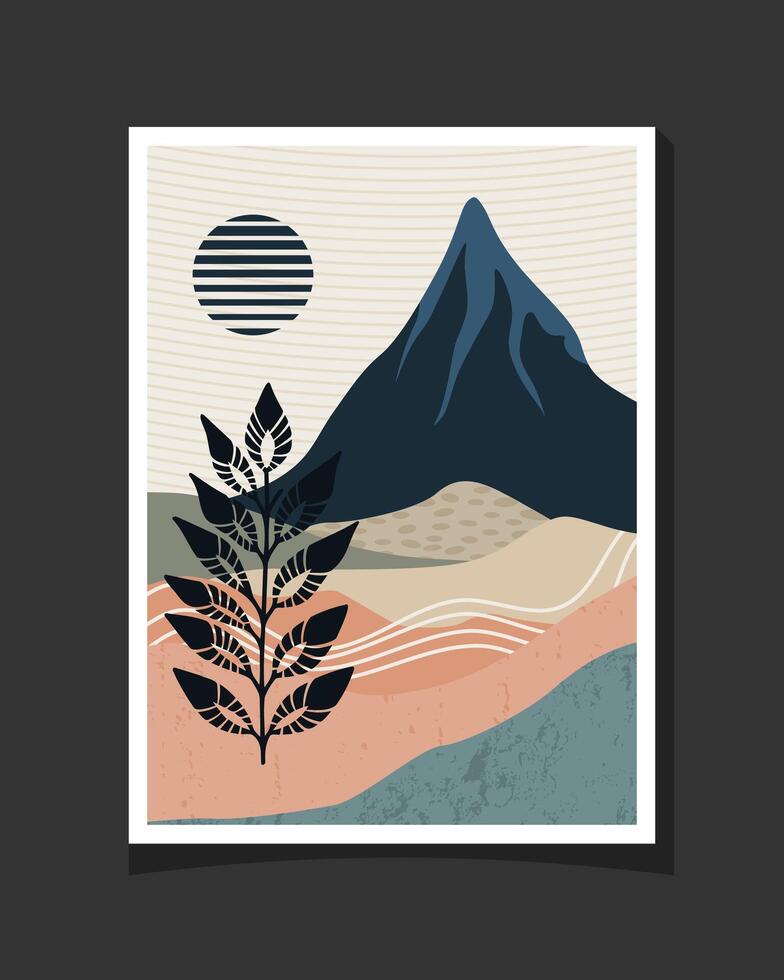 Abstract mountain in a modern style with a touch of boho style vector
