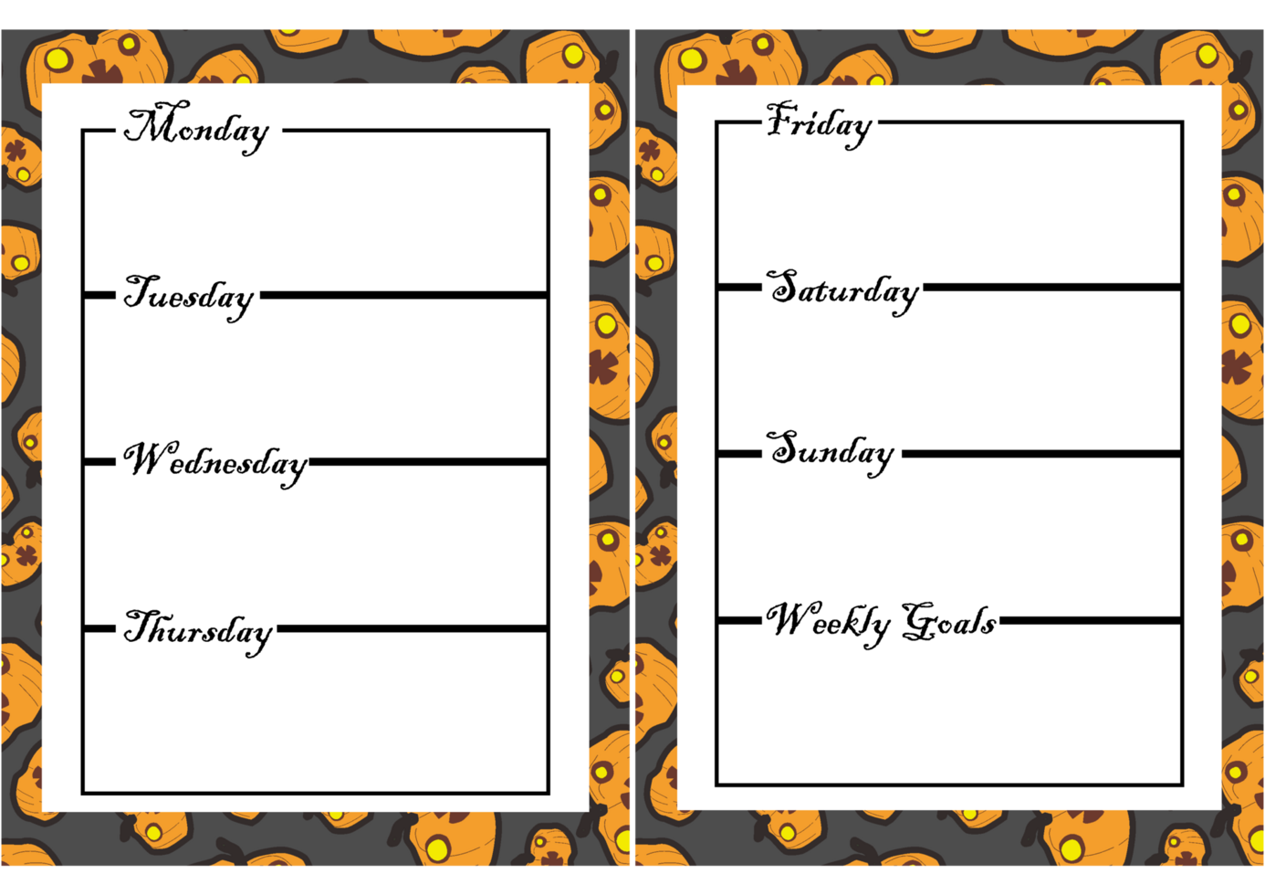 Halloween Pumpkin Pattern Journal Page Design png