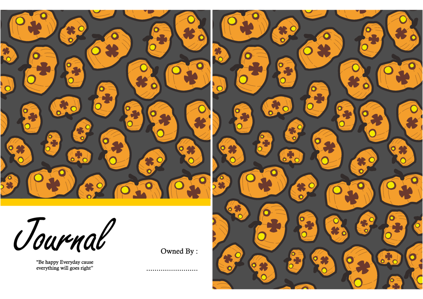 Elegant Journal Cover with Halloween Pumpkin Patterns png