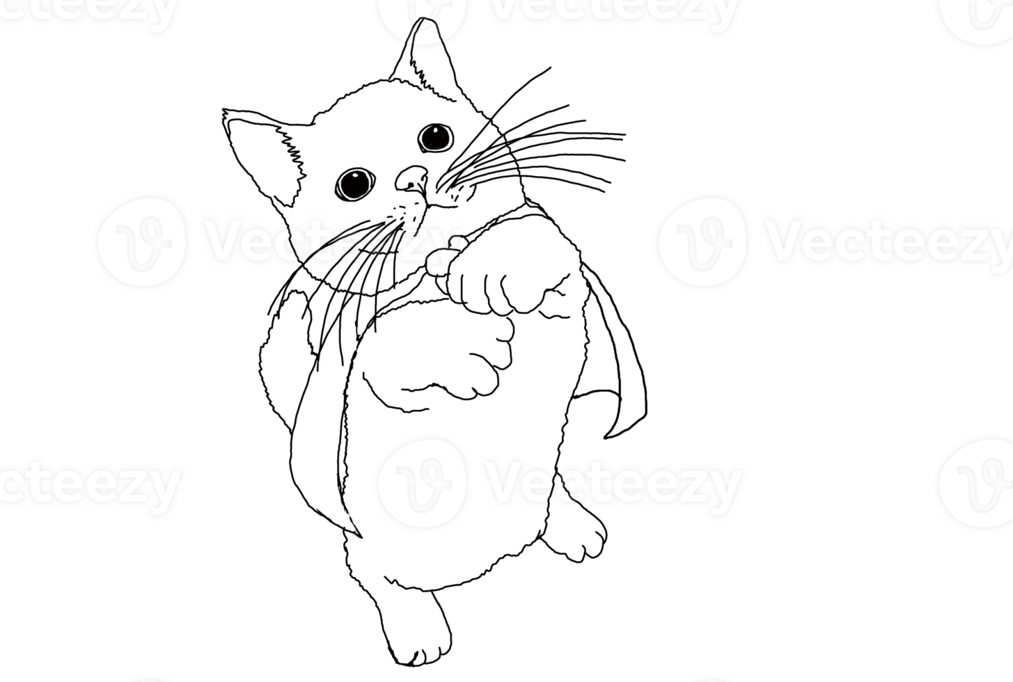 Friendly Cat Sketch for a Joyful Coloring Experience png