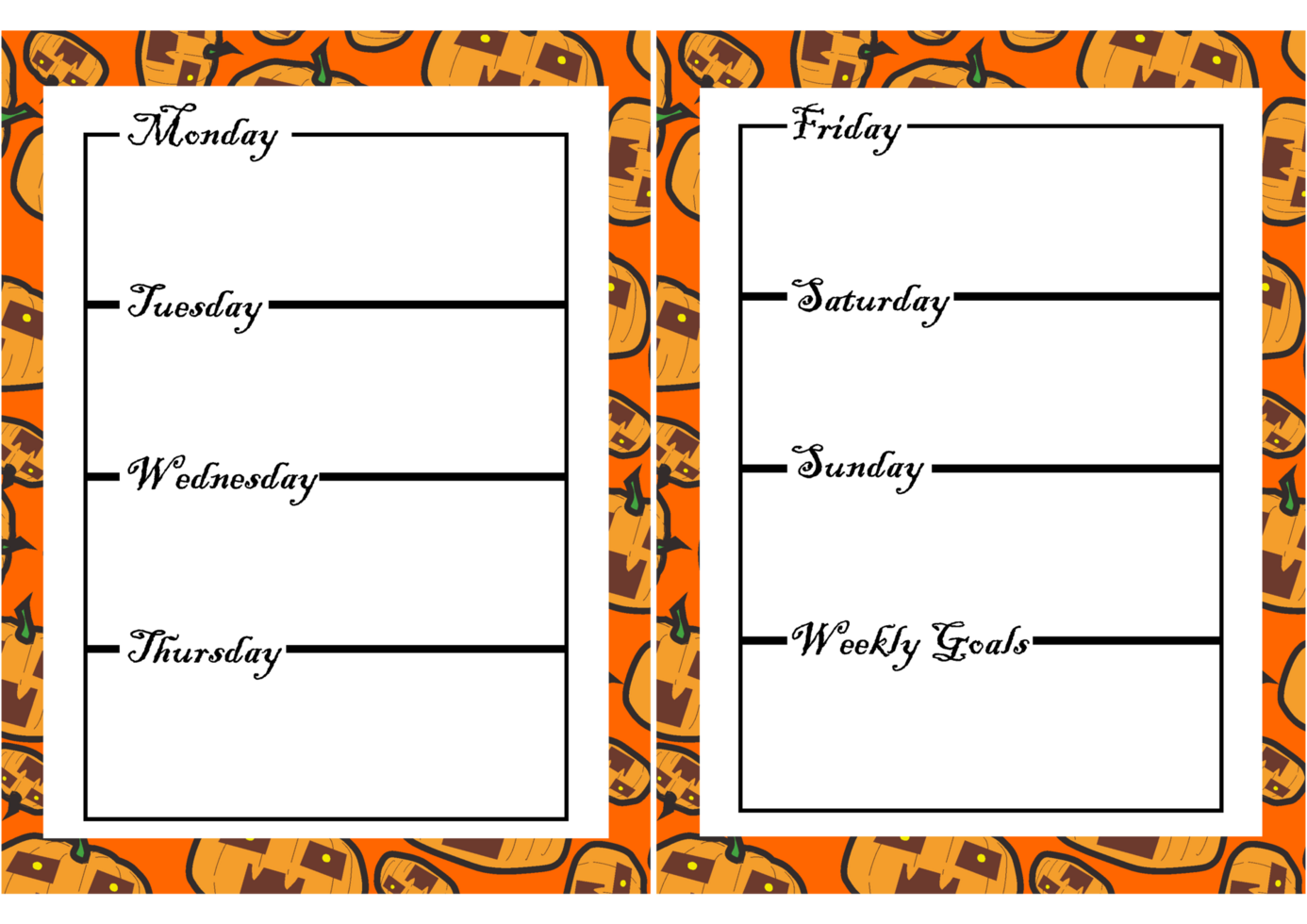 Creepy And Cute Pumpkin Pattern Journal Page png