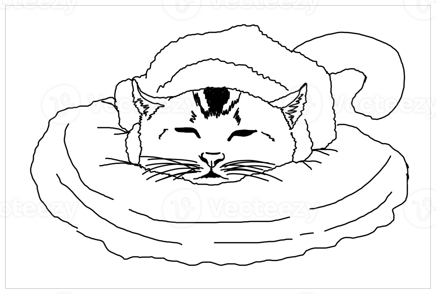 Sleeping Cat Design for a Fun Coloring Page png