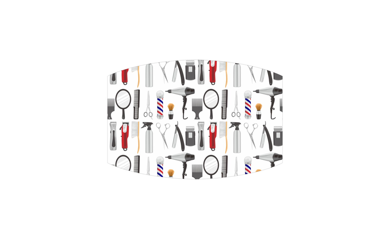 Barbershop-Inspired Mask Design with Classic Items png