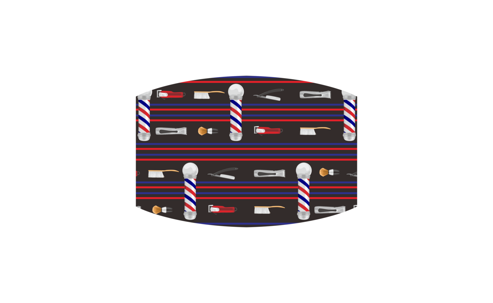 Barber Shop Tools Mask Design in Unique Pattern Style png