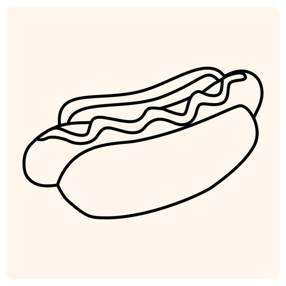 Hot Dog with mustard icon in doodle style vector
