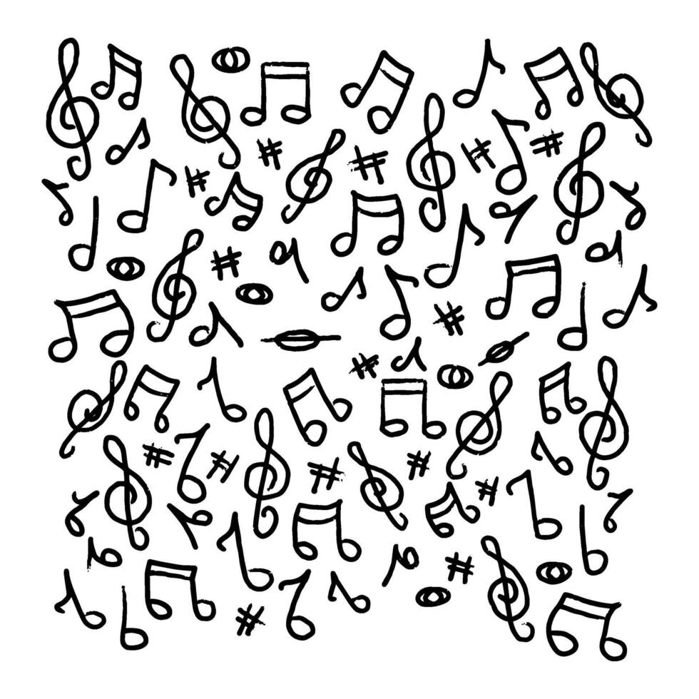 Music notes seamless pattern backdrop, Music note background with doodle style drawing vector