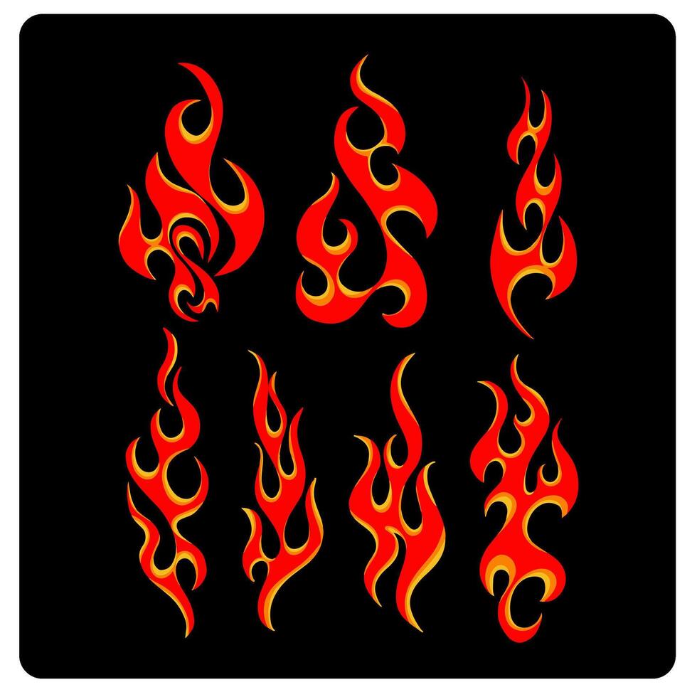 Set of fire icons, symbol, sign illustration element design vector