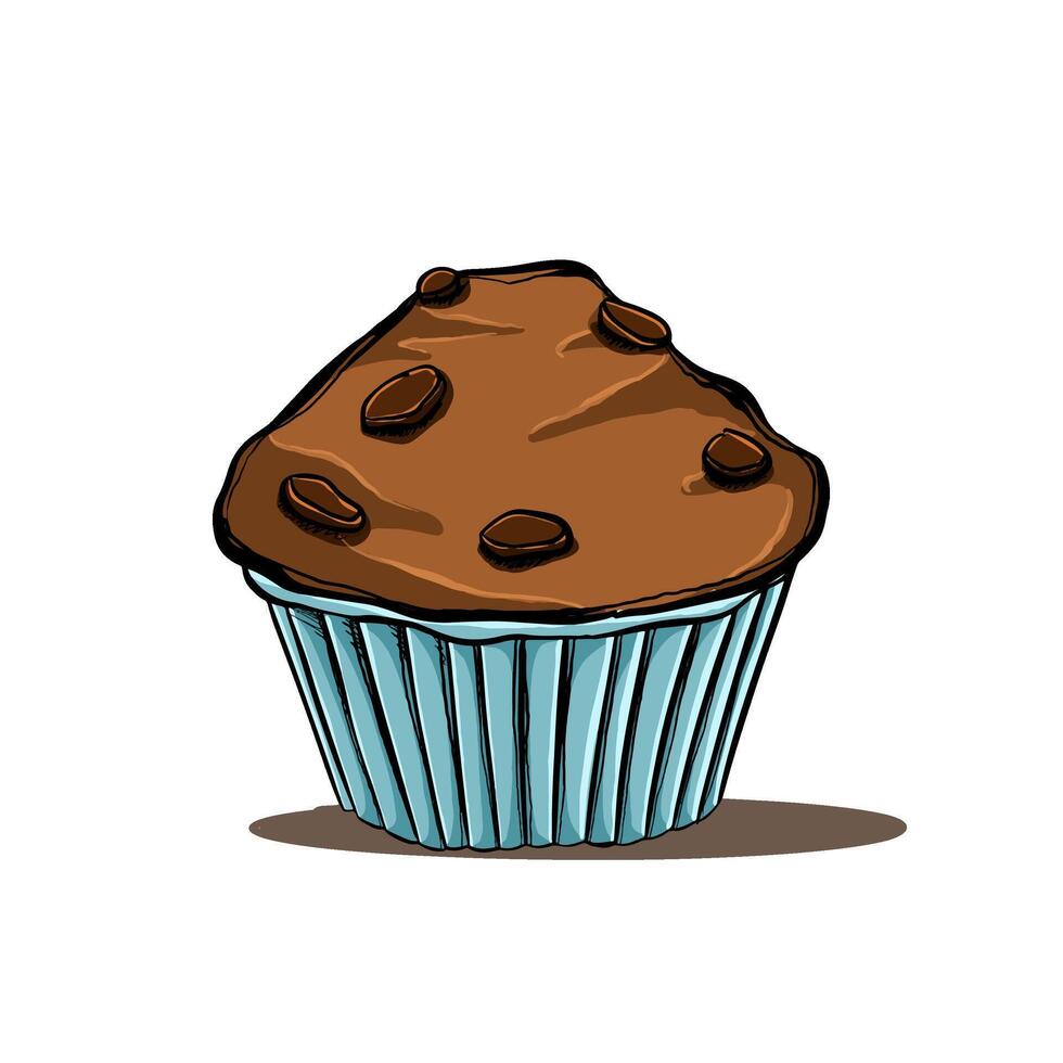 cakes icon, tasty bakery products with doodle style drawing vector