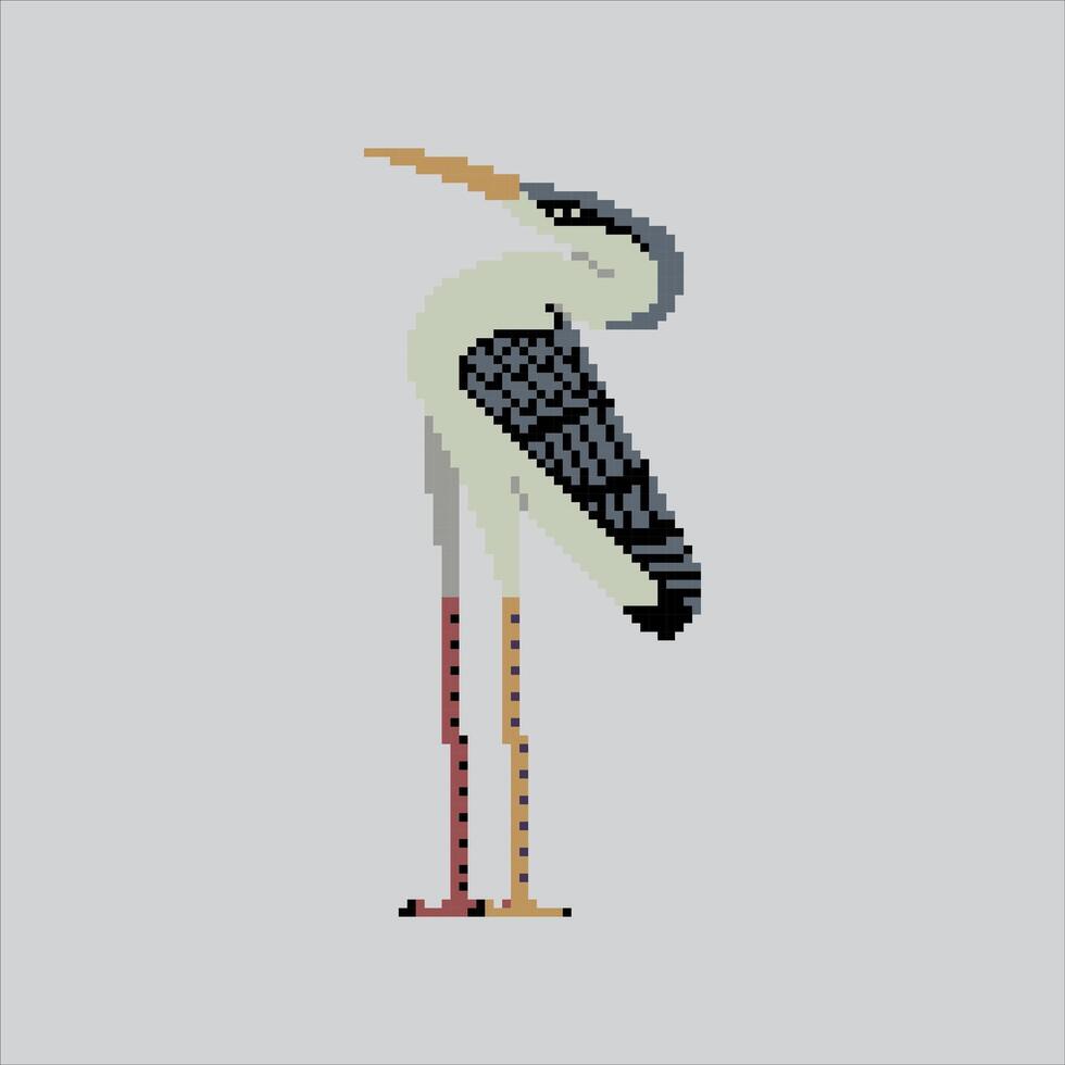 Pixel art illustration Egyptian Bennu. Pixelated Bennu Heron. Egyptian Bennu Heron Bird Icon pixelated for the pixel art game and icon for website and game. vector