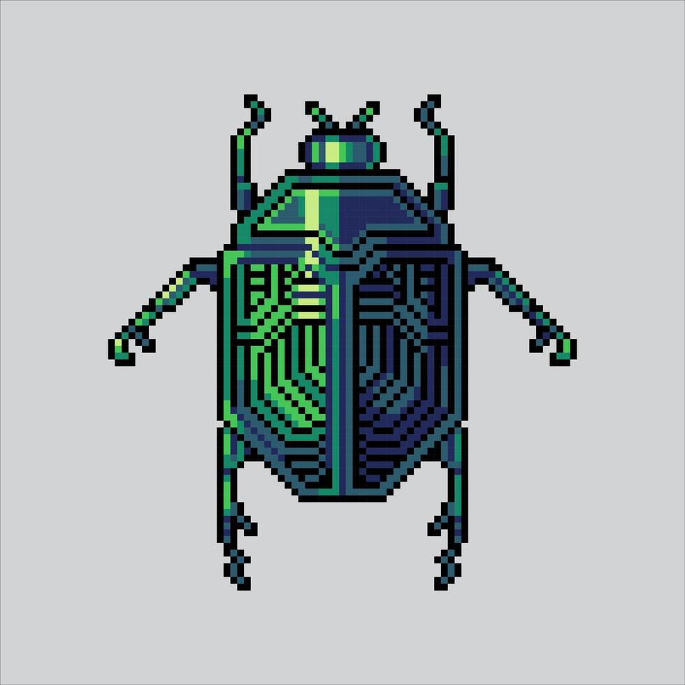 Pixel art illustration Egyptian Beetle. Pixelated Scarab Insect. Egyptian Beetle Insect Icon pixelated for the pixel art game and icon for website and game. vector