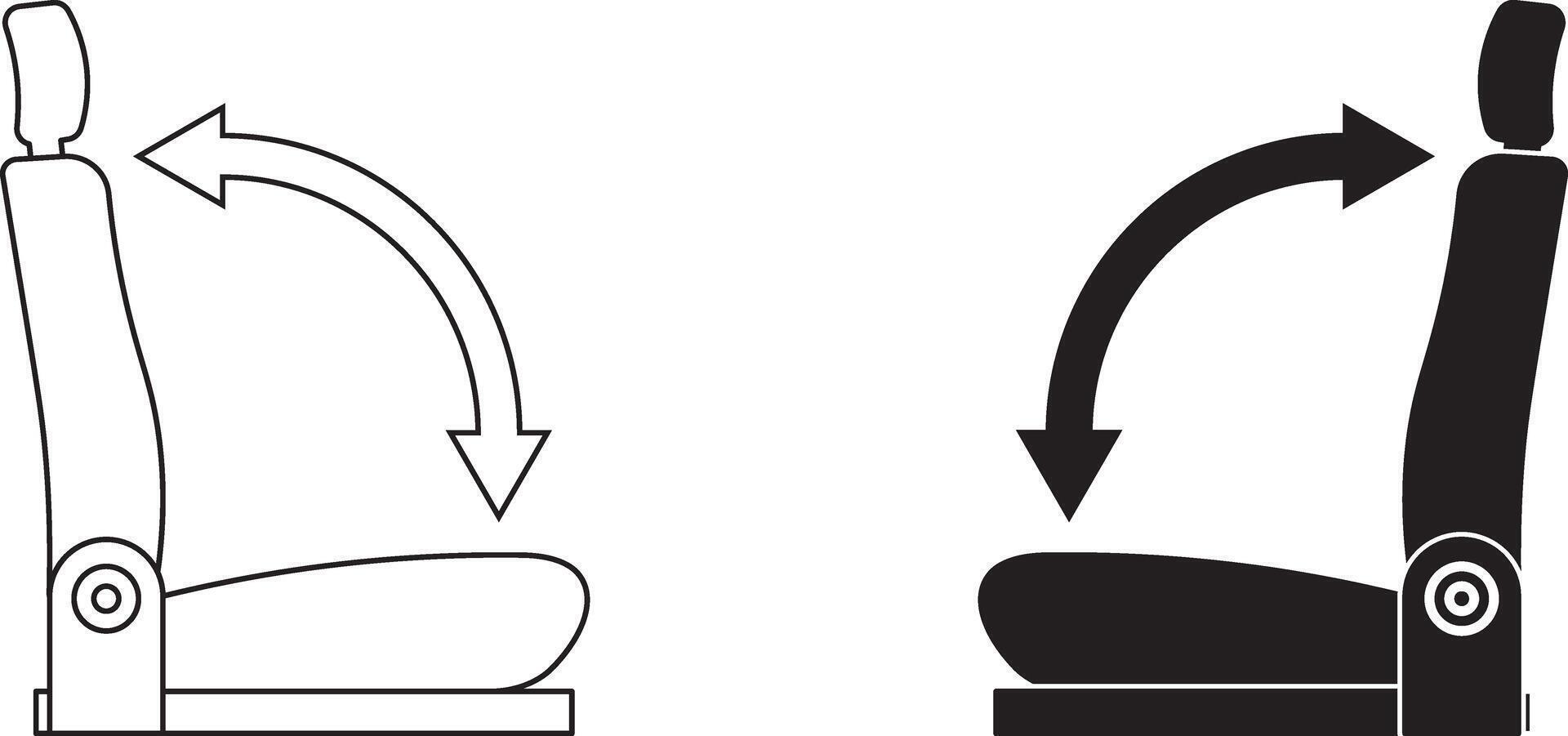 outline silhouette car seat adjustment icon set vector