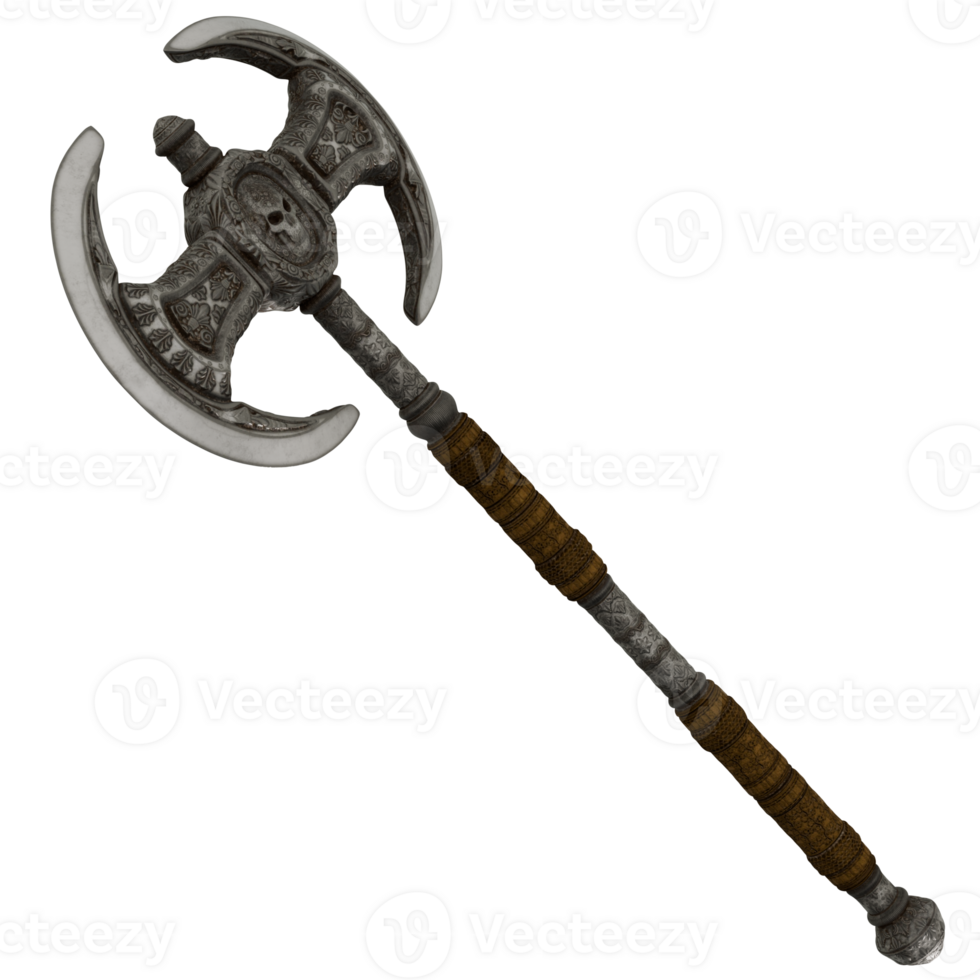 A large axe with a wooden handle png