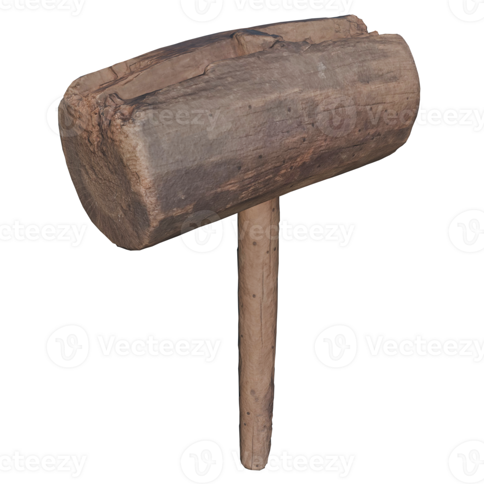 Wooden hammer on a transparent background png