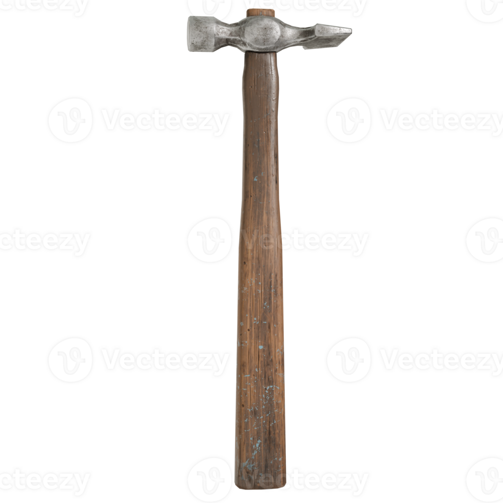 A hammer with a wooden handle on a transparent background png