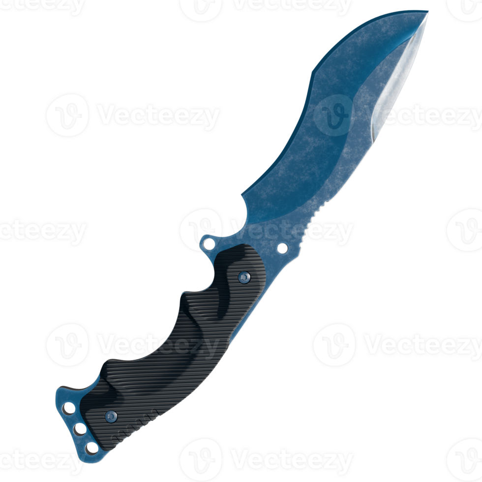 A blue knife with a black handle png