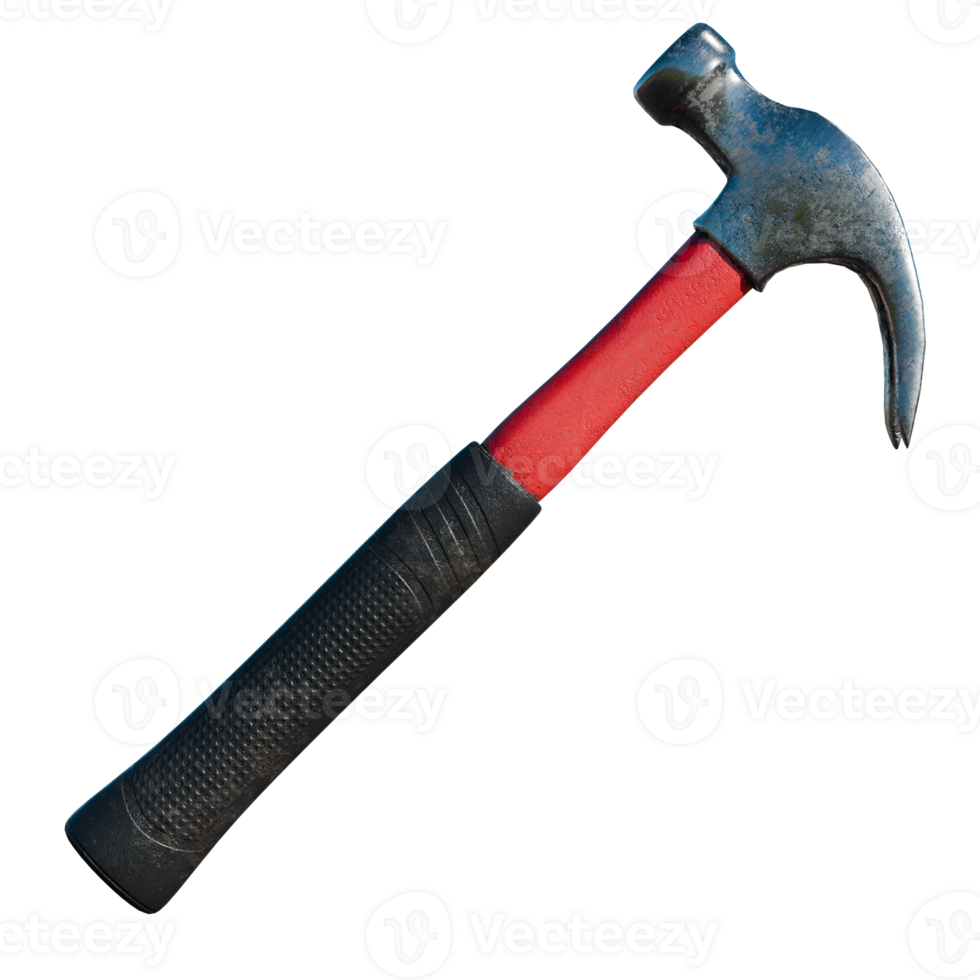 A hammer with a red handle on a transparent wallpaper png