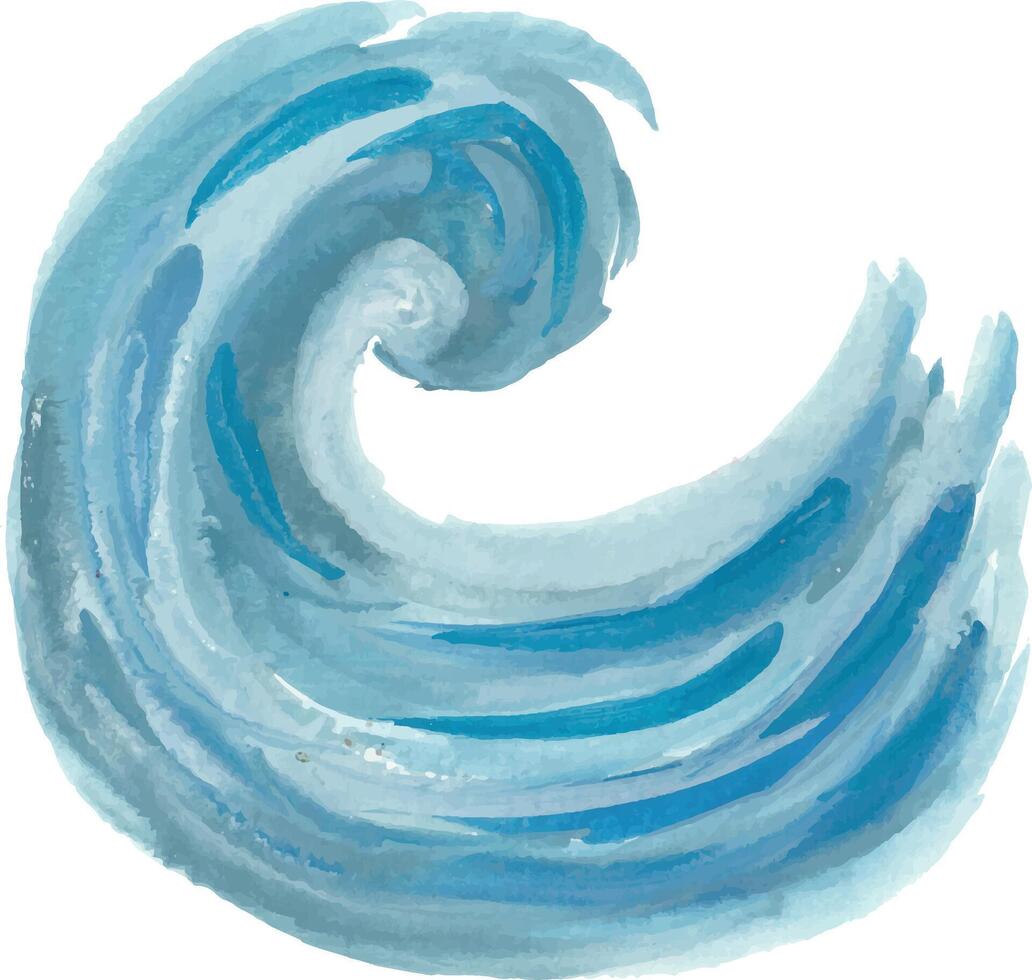 Ocean wave pattern hand drawn watercolour clipart with isolated white background vector