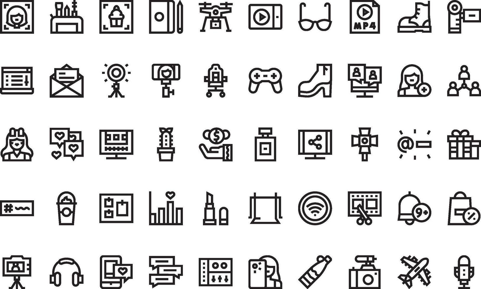 Blogger influencer icons High-Quality Icons Collection with Editable Stroke. Ideal for Professional and Creative Projects vector