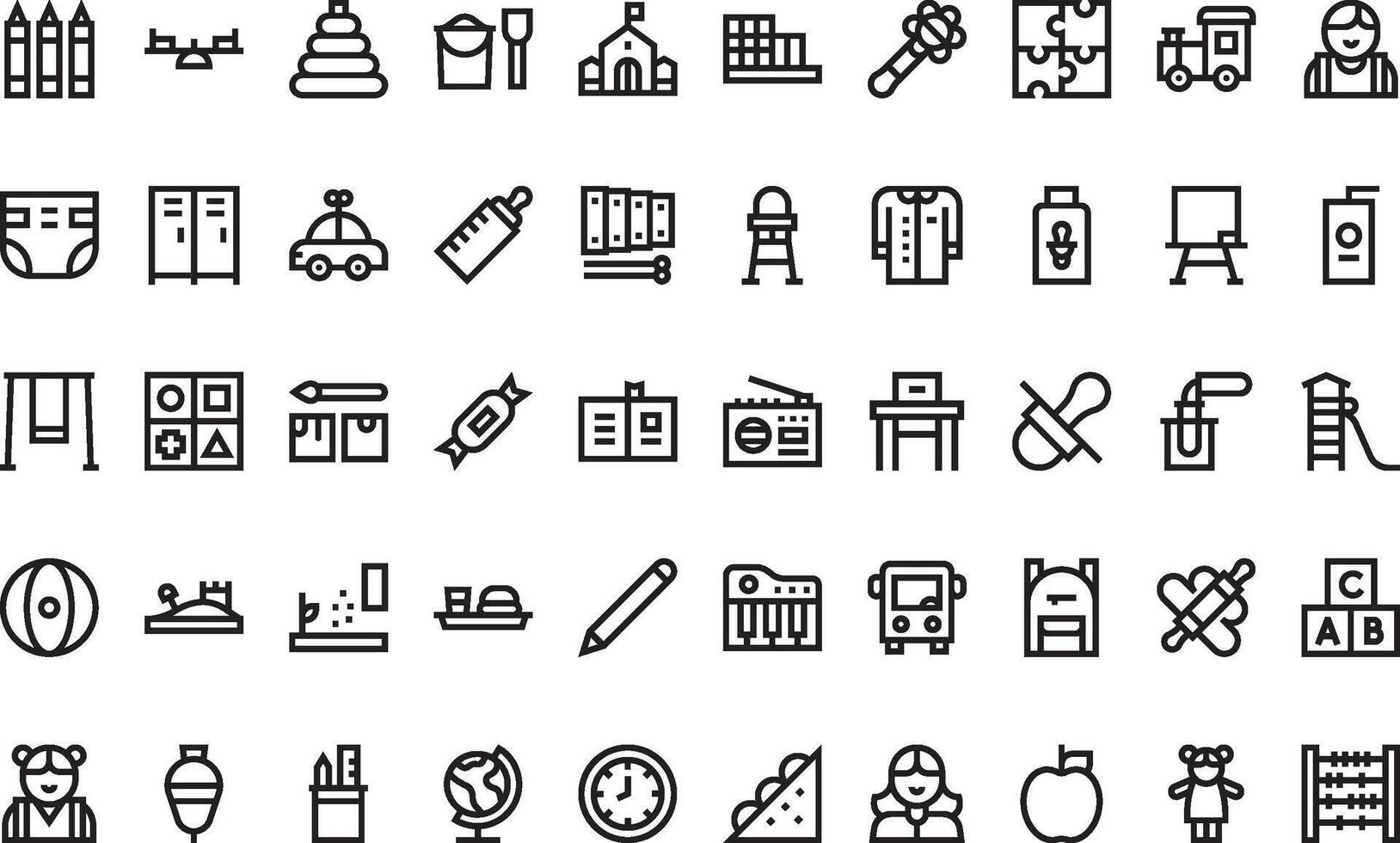 Kindergarten icons High-Quality Icons Collection with Editable Stroke. Ideal for Professional and Creative Projects vector