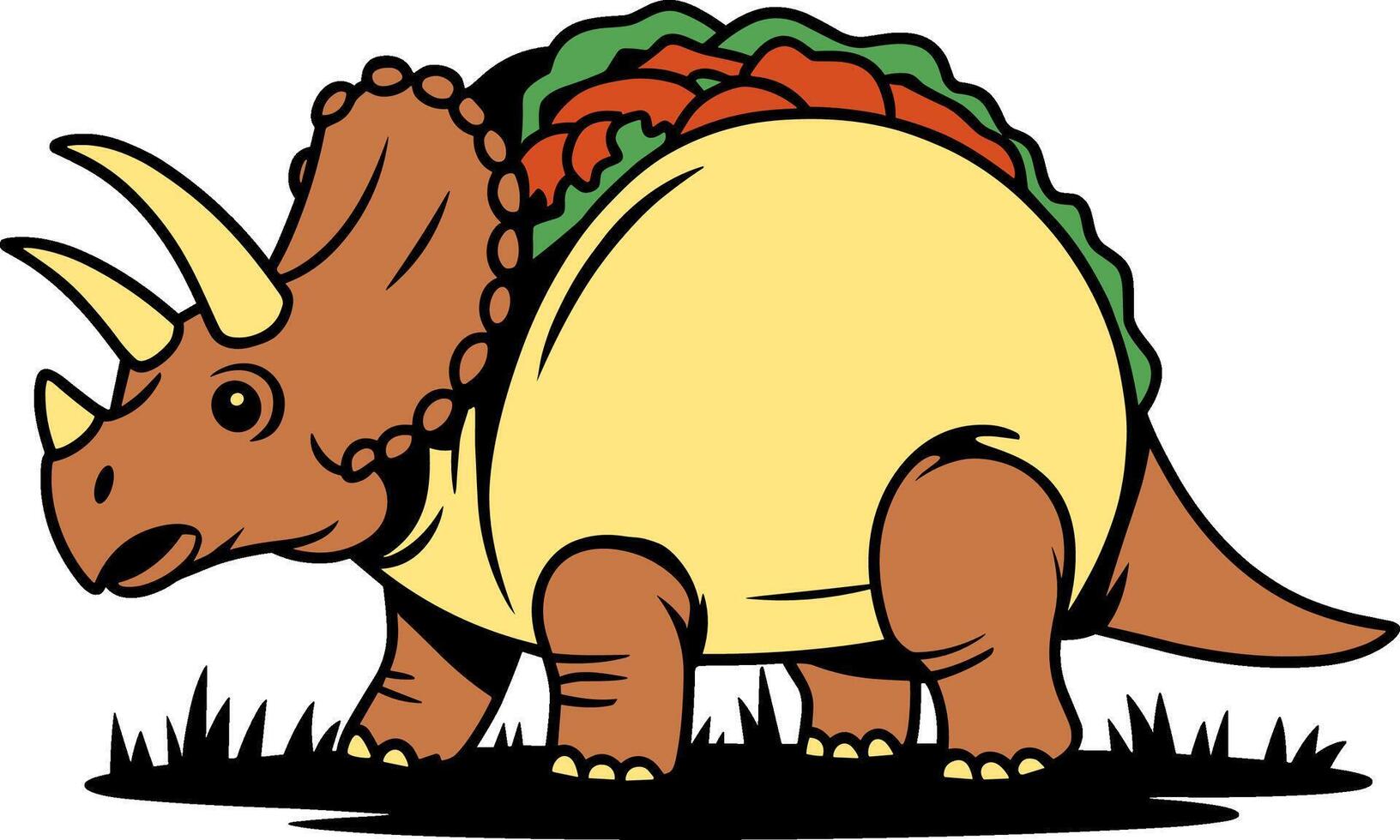 Funny Triceratops Taco Hybrid Illustration vector