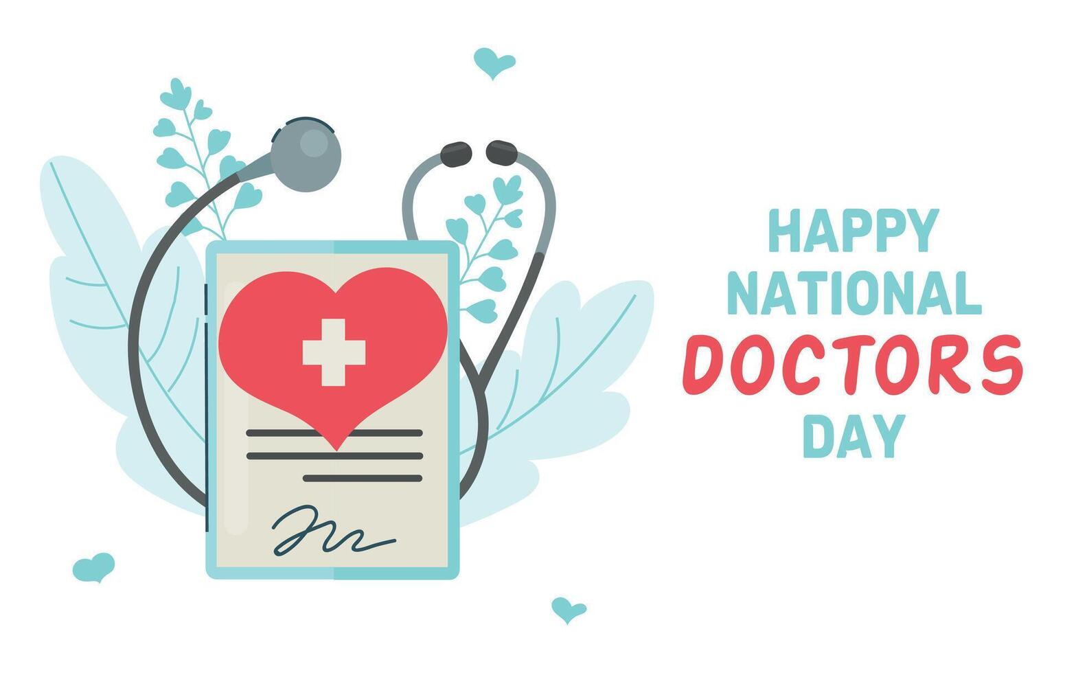 National Doctors Day banner card poster concept illustration vector