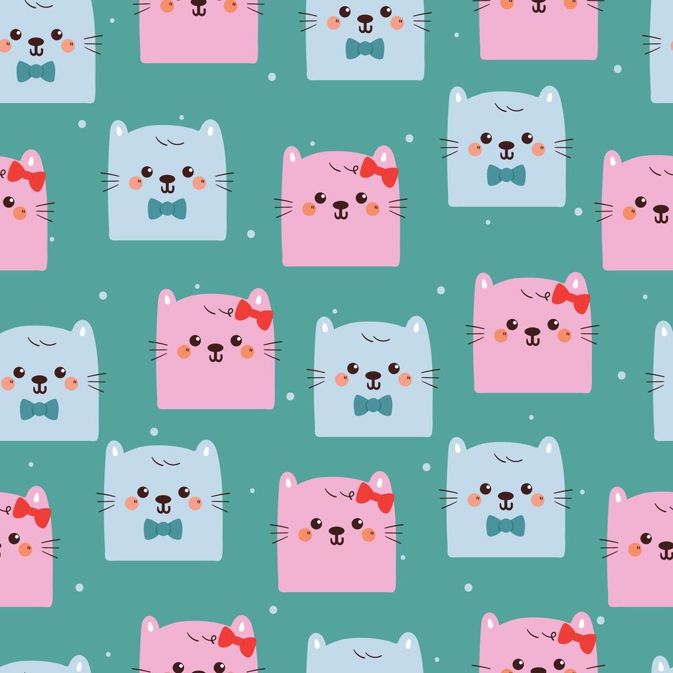 seamless pattern cute cartoon pink cat couple. cute animal pattern for wallpaper, background and gift wrap paper vector