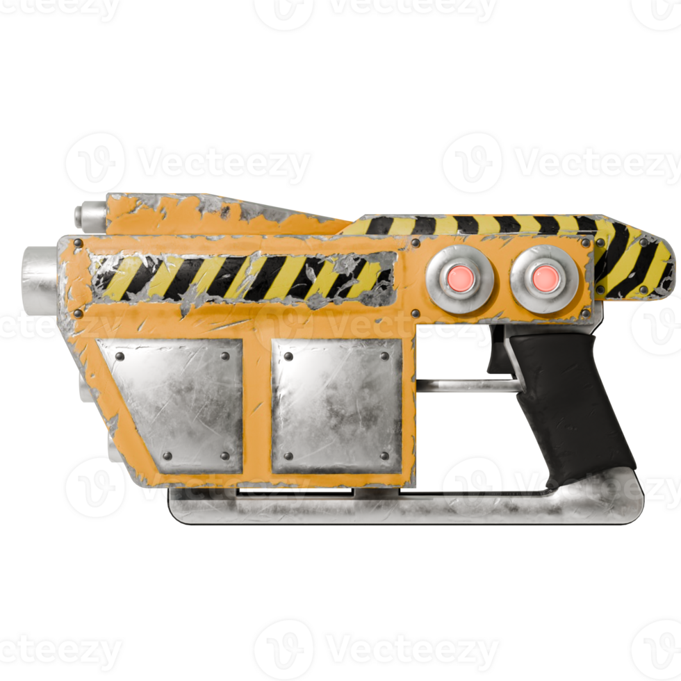 A yellow and black gun with a black and white stripe png